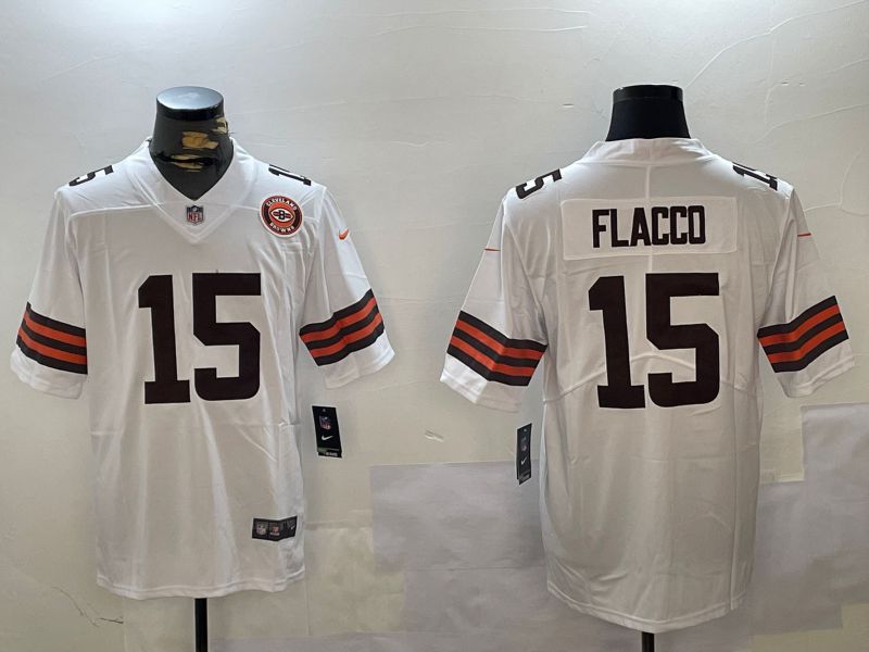 Men Cleveland Browns #15 Flacco White Second generation 2024 Nike Limited NFL Jersey style 2